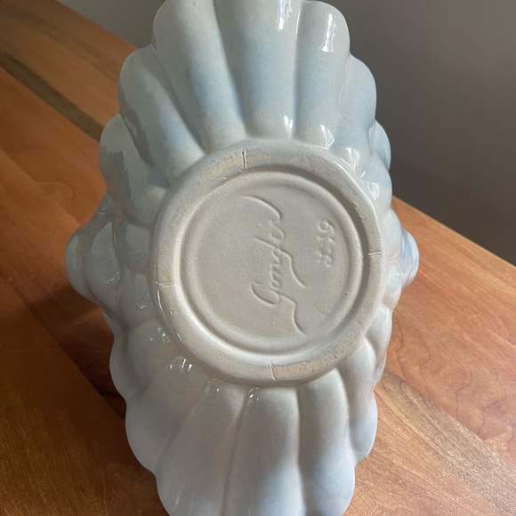 Vintage Gonder Ceramic Arts Large Pottery Fruit Basket Pink Blue L19 MINT - Picture 4 of 8